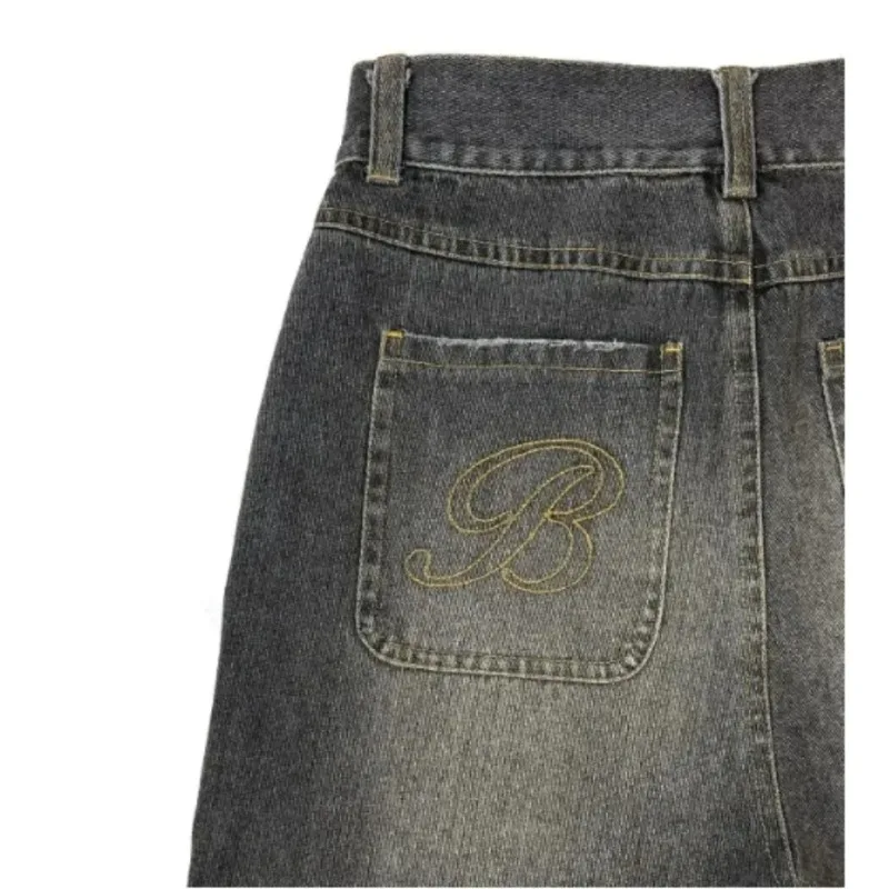 American New Letters Denim Shorts Y2k Street Retro Harajuku Hip Hop Summer Fashion Shorts Streetwear Unisex for Mens Womens