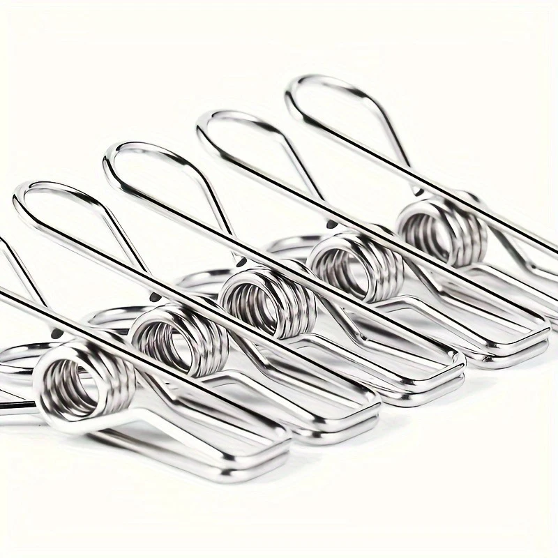 20pcs Stainless Steel Clothes Pins, Durable Clothes Pegs, Multi-Purpose Metal Wire Utility Clips For Laundry Home Kitchen