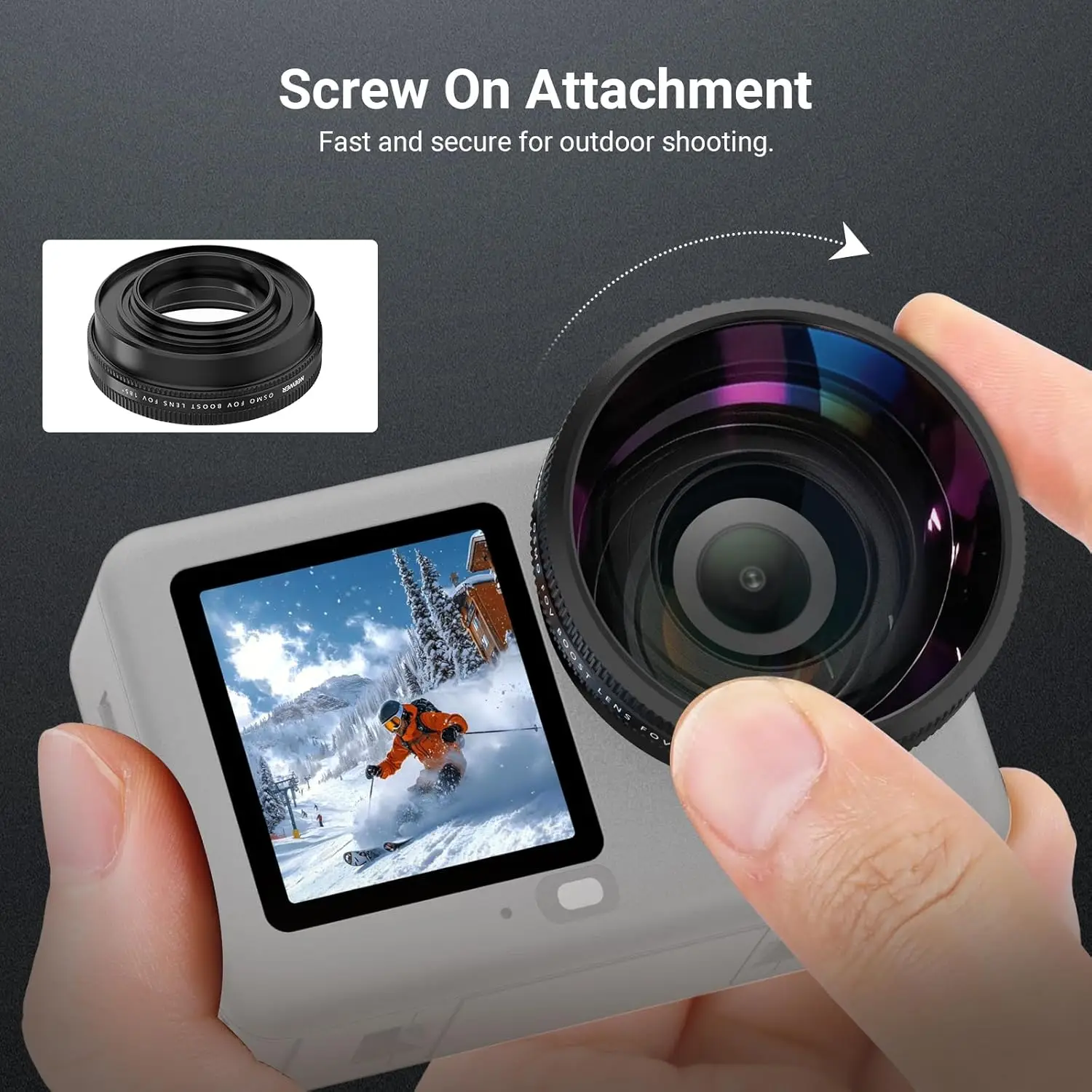 NEEWER Weitwinkelobjektiv 185 ° FOV HD Optisches Glas-Schraubobjektiv für Action-Kameras, Fotografie-Zubehör nur für DJI Osmo Action 6 – Detail 5