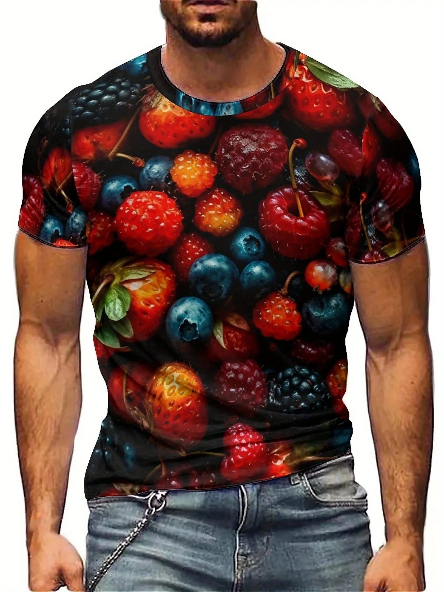 

Мужская и женская футболка с 3D принтом фруктов и графикой, объемный дизайн с яркими ягодами и цитрусами, мужская одежда, спортивная одежда для вечеринок, футболки Y2k