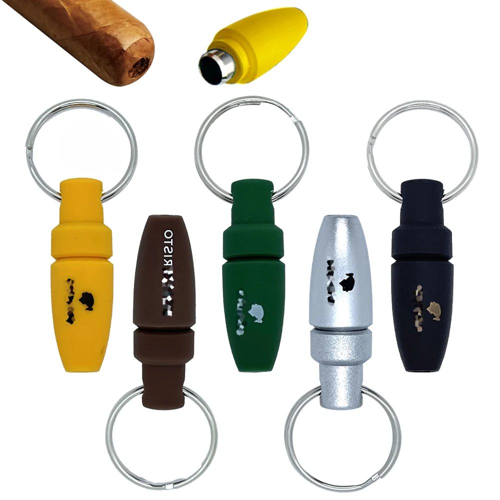 With Key Ring Clip Portable Cigar Puncher Accessories Blade Cigar Cutter Drill Hole Pocket knife for Cigar Gadgets Drop shipping