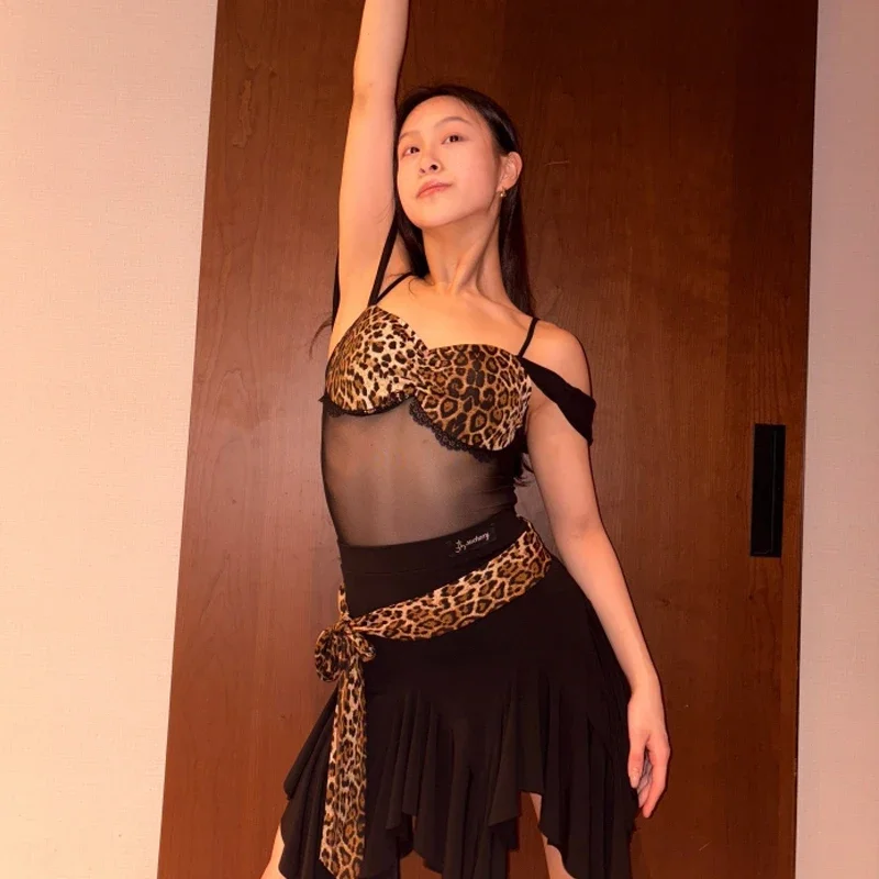 

Adults Chacha Samba Latin Dance Clothing Women Latin Dance Performance Costume Sexy Mesh Top Irregular Skirts Suits SL12985