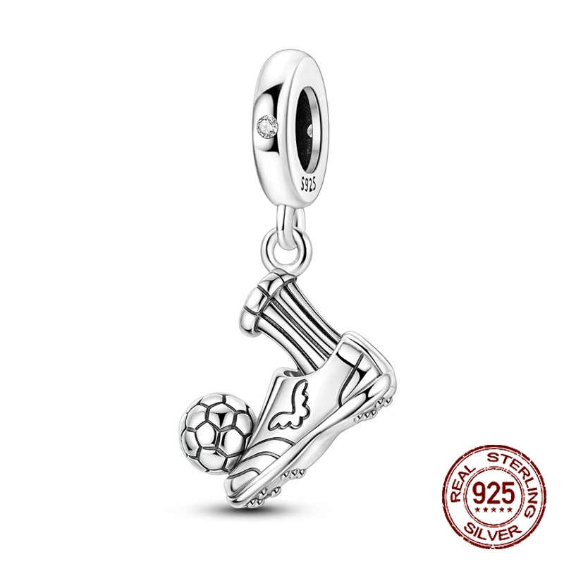 

Стерлингового Серебра 925, футбольные бутсы, кулон, спортивный Шарм, подходит для оригинальных браслетов, женские ювелирные изделия «сделай сам», подарок