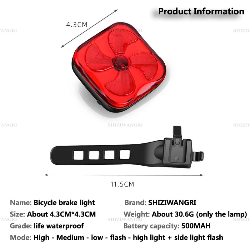 Bicycle light Smart Auto Brake Sensing Light Waterproof LED Charging Cycling Taillight Bike Rear Light Mtb Accessories