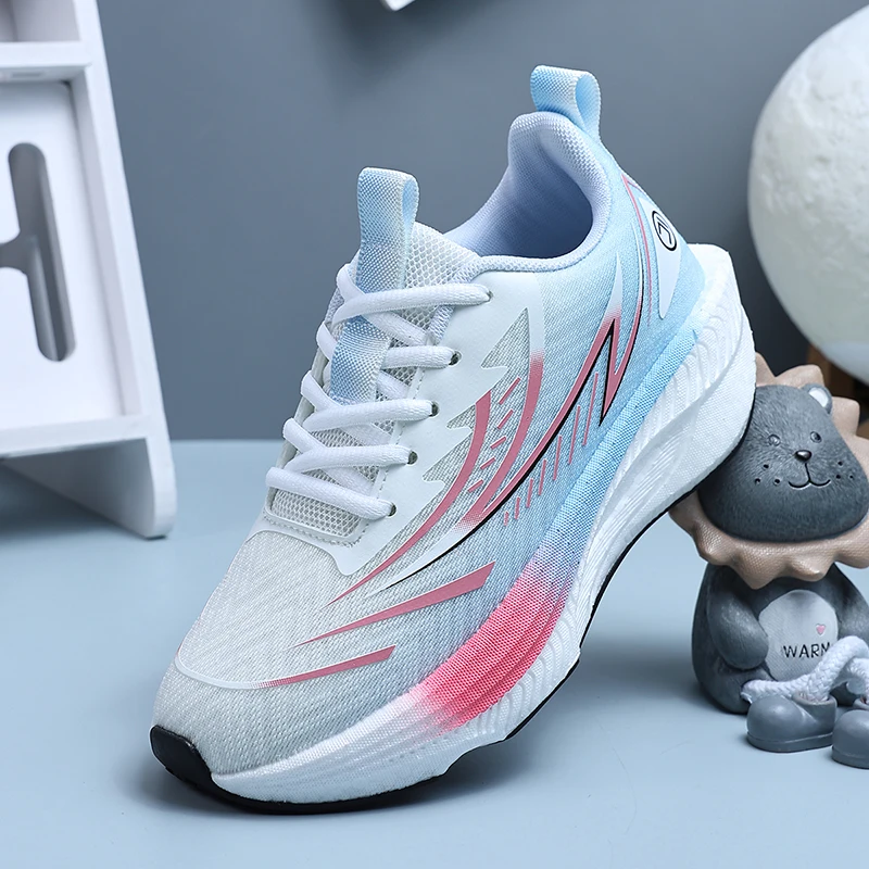 Women's Breathable Walking Running Shoes Lightweight White Lace-Up Sneakers Comfortable Fashion Casual Outdoor Sports Trainers