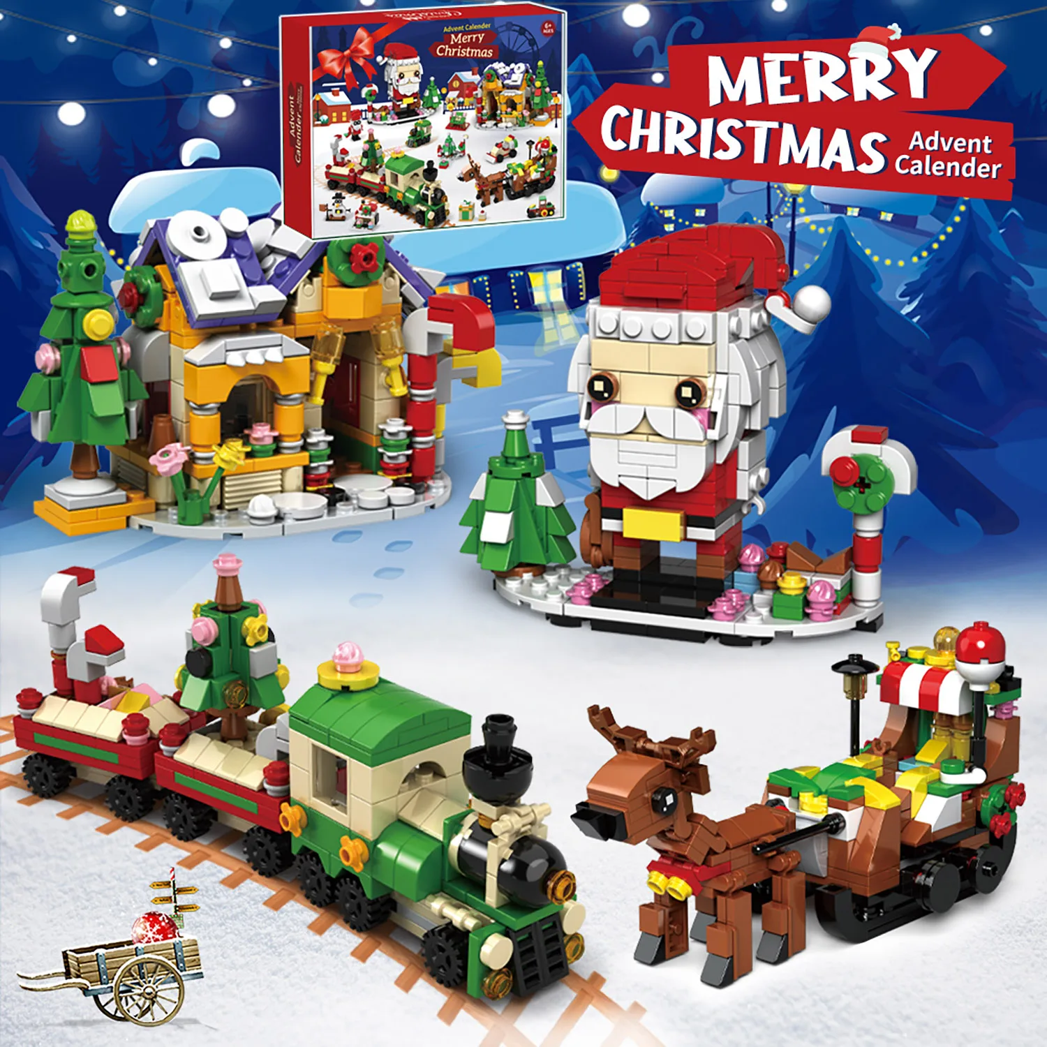 

800+pcs Merry Christmas Board Game, 24 Days Countdown Advent Calendar for Adults Home Decor Family Fun Educational Toys for Kids