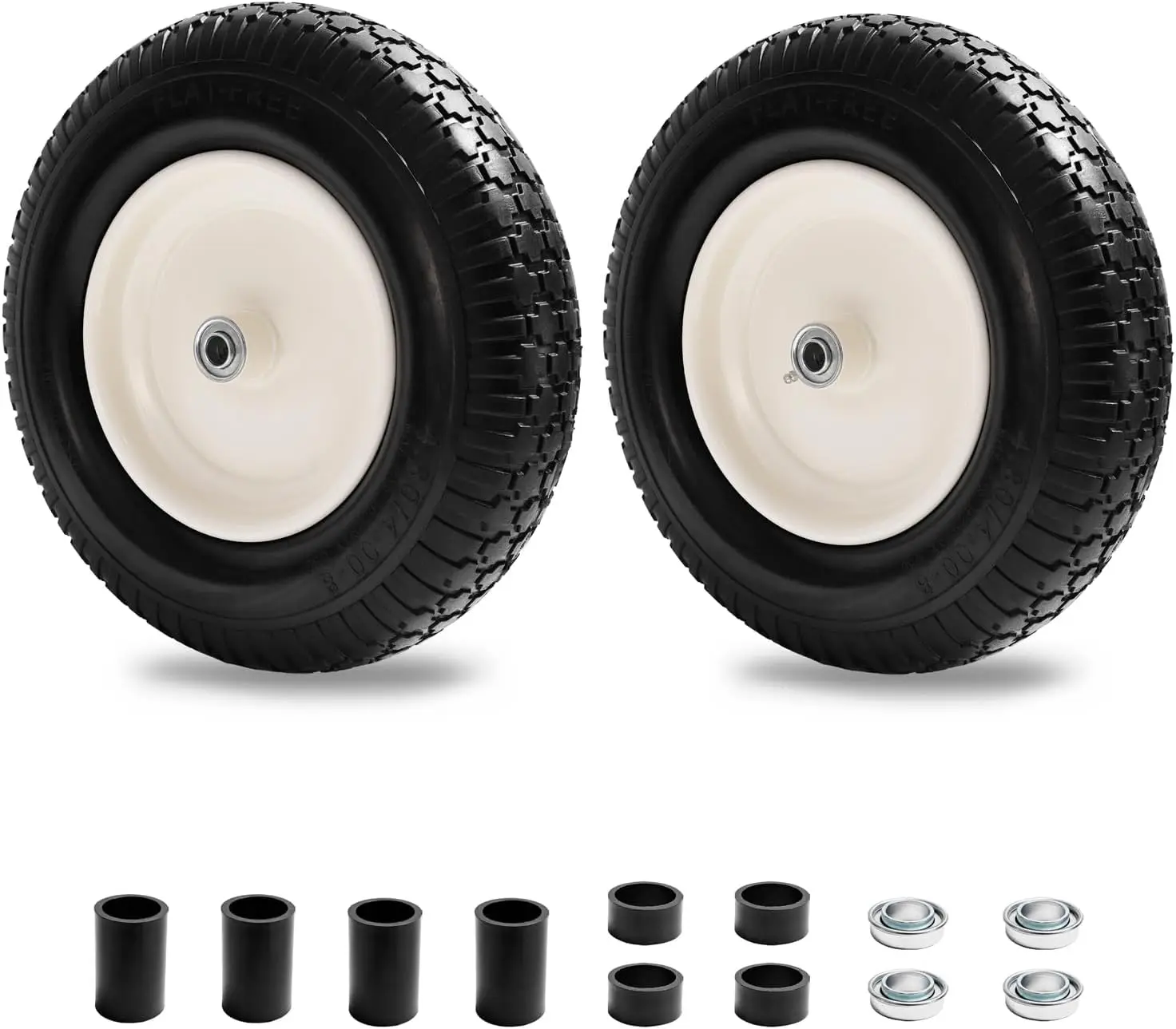 

4.80/4.00-8" Flat Free Wheelbarrow Tire and Wheel - 16" Universal Fit for Garden Wagon, Cart, Trolley, Dolly - 5/8" &
