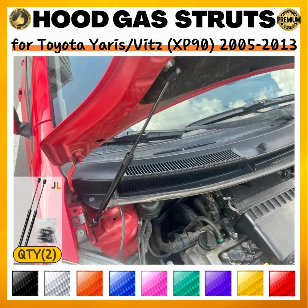 

Qty(2) Hood Struts for Toyota Yaris/Vitz (XP90) 2005-2013 Front Bonnet Modify Gas Springs Shock Absorber Lift Supports Dampers