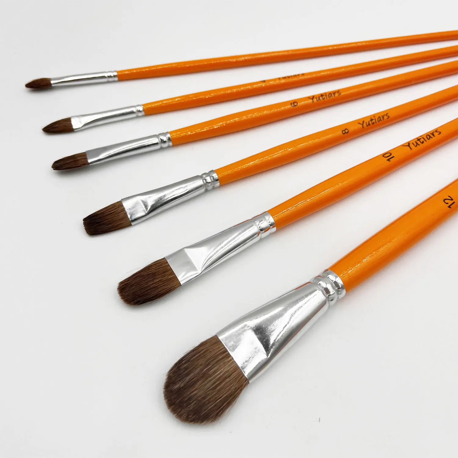 

6Pcs Filbert Artist Paint Brush Set Long Handle Professional Artist Brush for Watercolor, Acrylic, Oil, Tempera and Gouache Pain