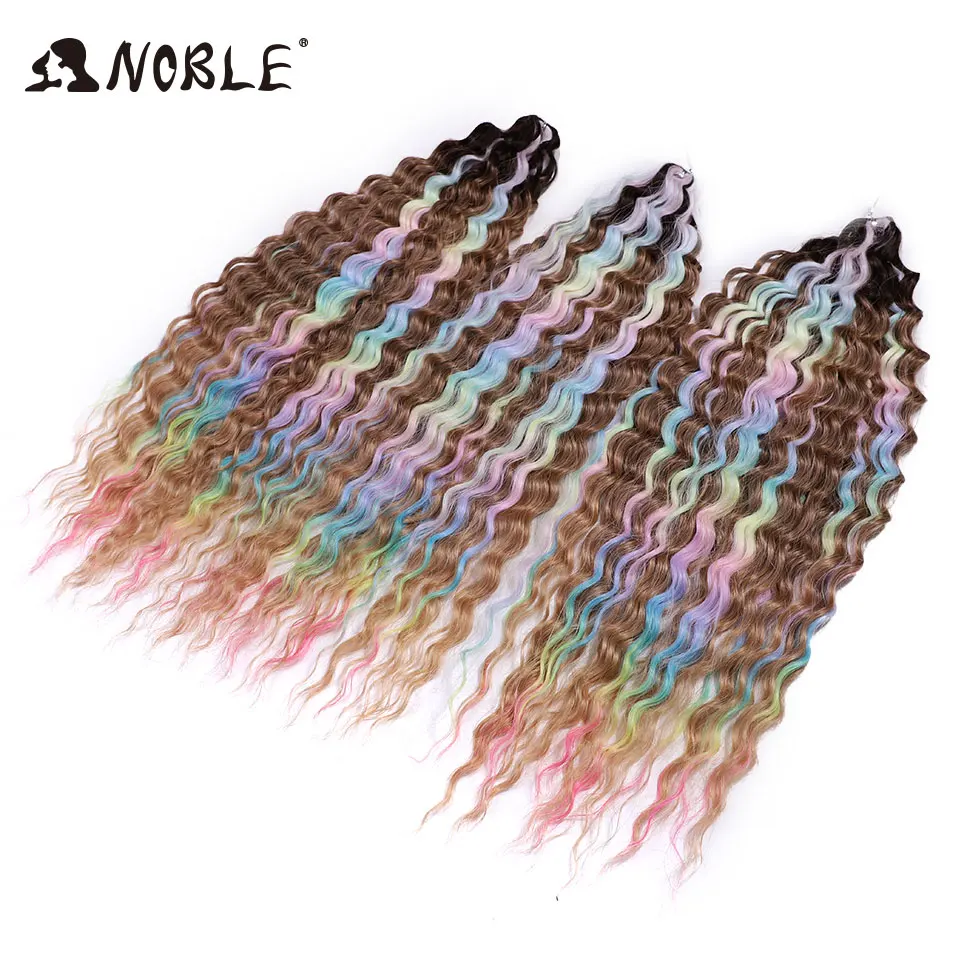 Nobre crochê cabelo sintético arco-íris cor onda de água 24 Polegada torção crochê trança cabelo onda profunda trança extensão do cabelo
