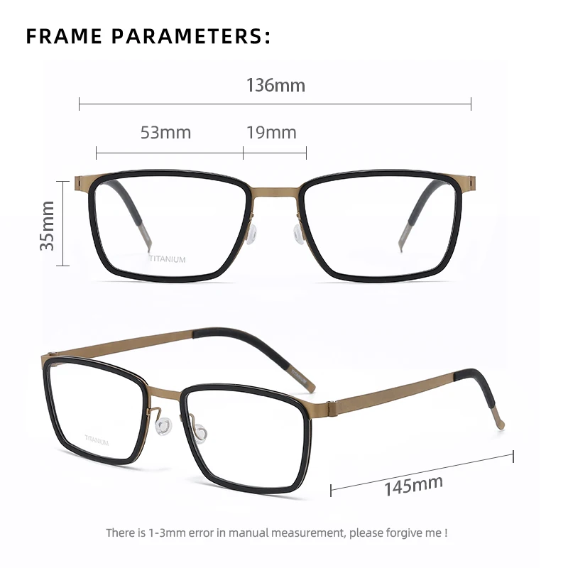 Reven Jate 9711 Optical Glasses Pure Titanium Frame Prescription Eyeglasses Rx Men or Women Glasses for Male Female Eyewear