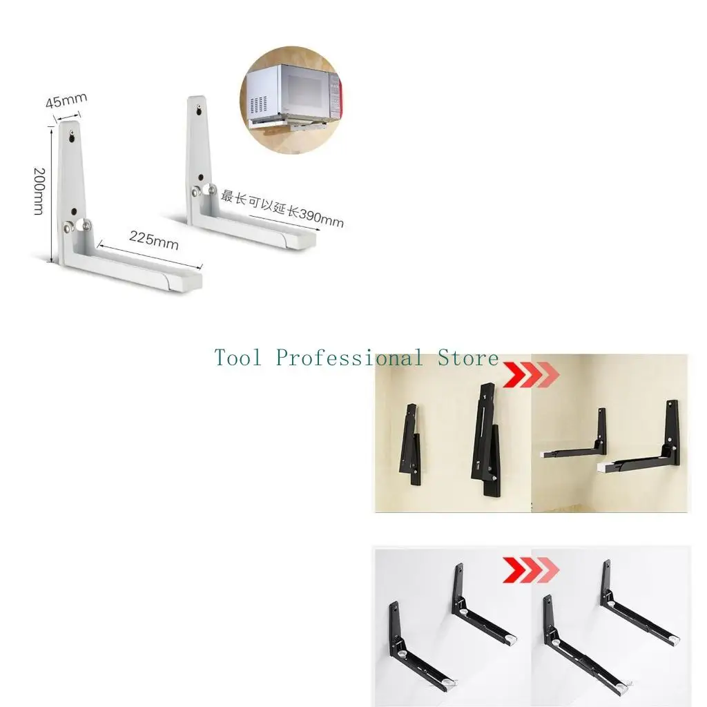 

57QF 200mm (1 Set of 2) Stainless Steel Material Microwave Oven Stand Rugged and Foldable Kitchen Microwave Oven Rack