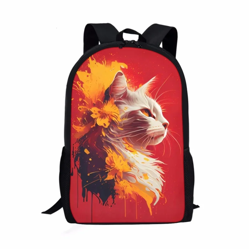 

Fashion Speckle Cat Print Pattern School Bag For Children Young Casual Book Bags For Kids Backpack Teens Large Capacity Backpack