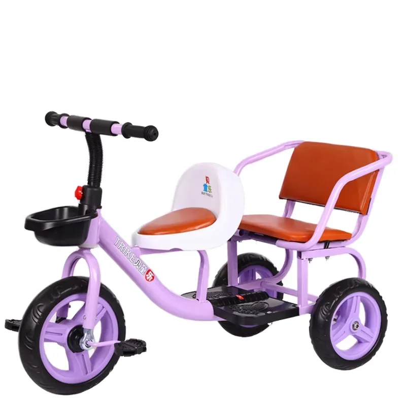 2023 Kids' Pedal Bicycle 3-Wheel Balance Bike for Children Aged 2 to 4 Years Functional Toy double seat child tricycle