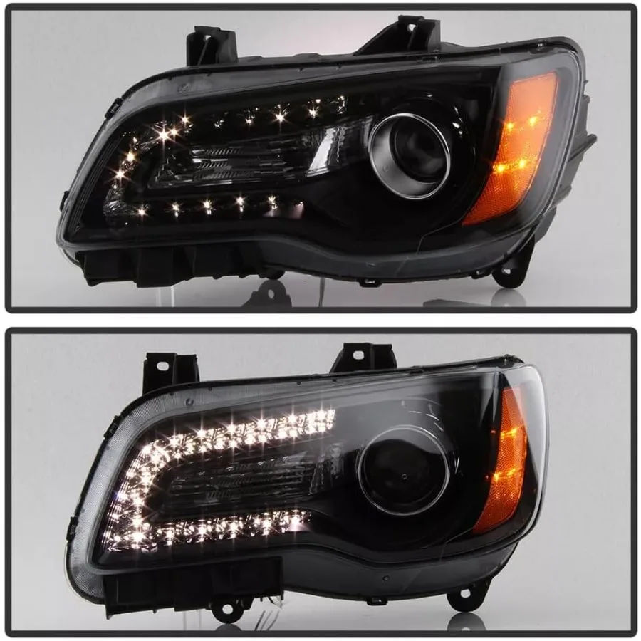 مجموعة المصابيح الأمامية لـ 20112023 كرايسلر 300 300C مع مصابيح أمامية لجهاز عرض هالوجين DRL LED بديلة للسائق والركاب