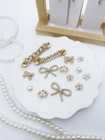 14 Alligator Shoes (Gold bow, white crown, White flower, Gold ABS Diamond Chain) Shoe Accessories - easy to install detachable D