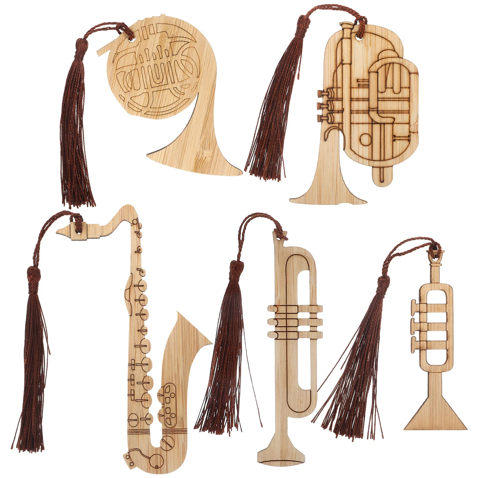 

5Pcs Bamboo Bookmarks Instrument Shape Safe Reading Markers Perfect for Home Office School Gift Idea Bamboo Book Markers