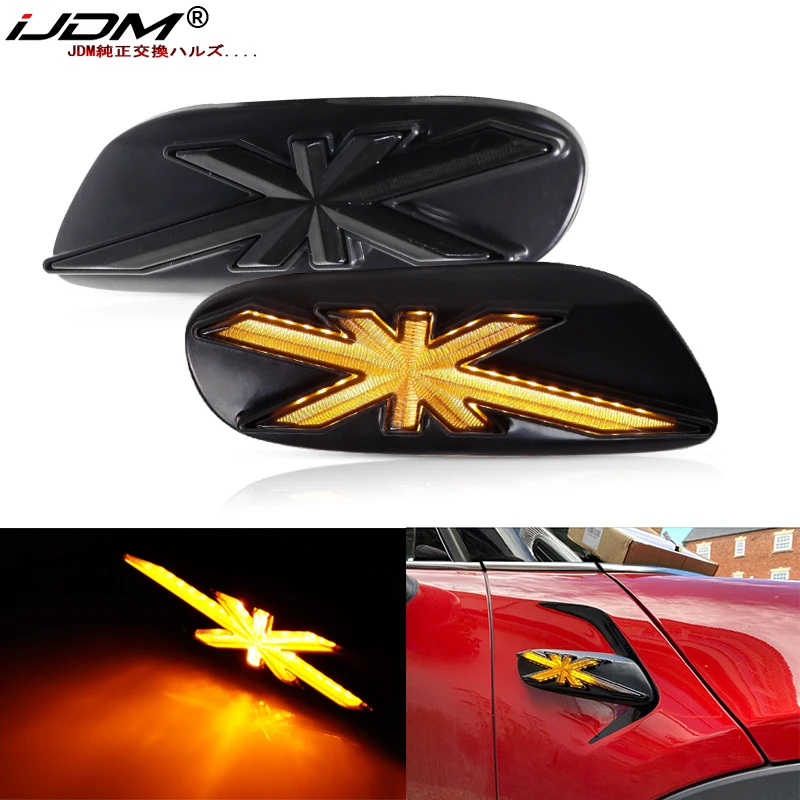 

iJDM Amber LED Dynamic Sequential Blink Fender Side Marker Light Assembly For BMW MINI Cooper F55 F56 F57 Turn Signal Light 12V