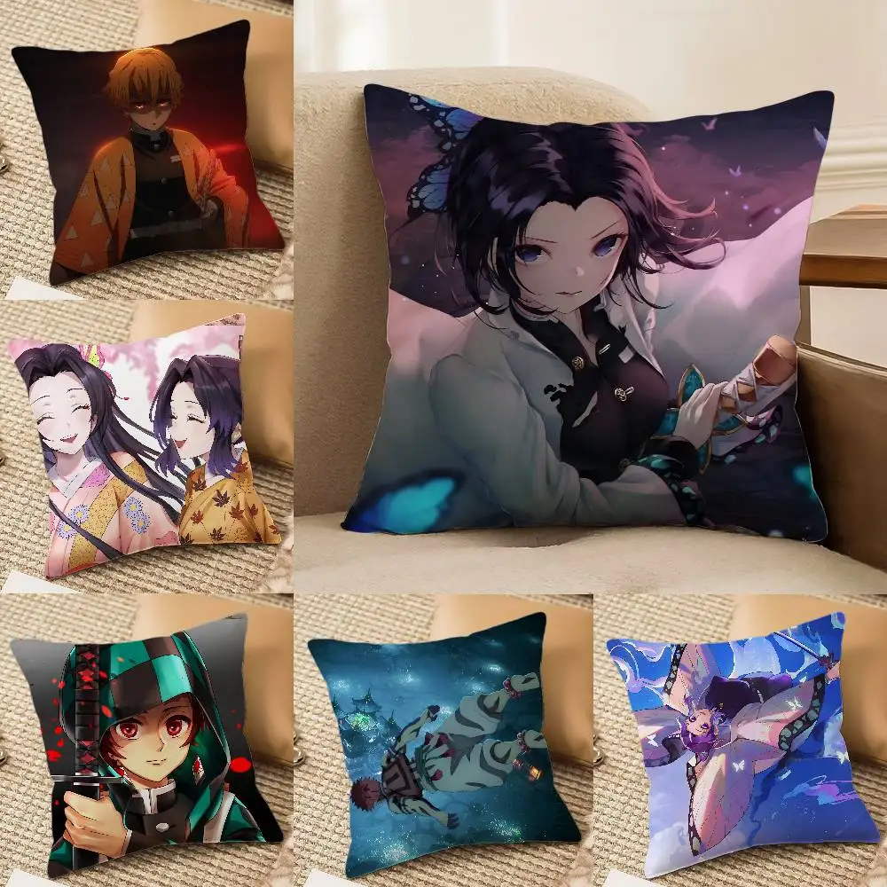 Demon Slayer Hashibira Inosuke Anime Plush Pillow Cover Soft Short Plush Cushion Cover For Sofa Bedroom Home Decor Gift