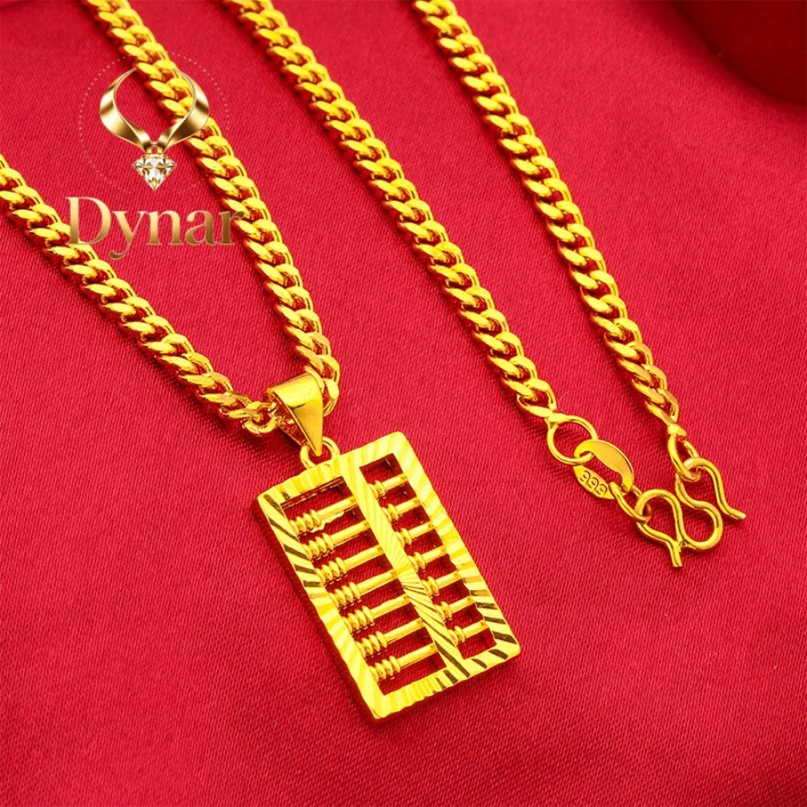Dynar Jewelry  24K Gold Abacus Necklace | AU999 Pure Gold, miniature abacus design with moveable beads, unique and vintage for d