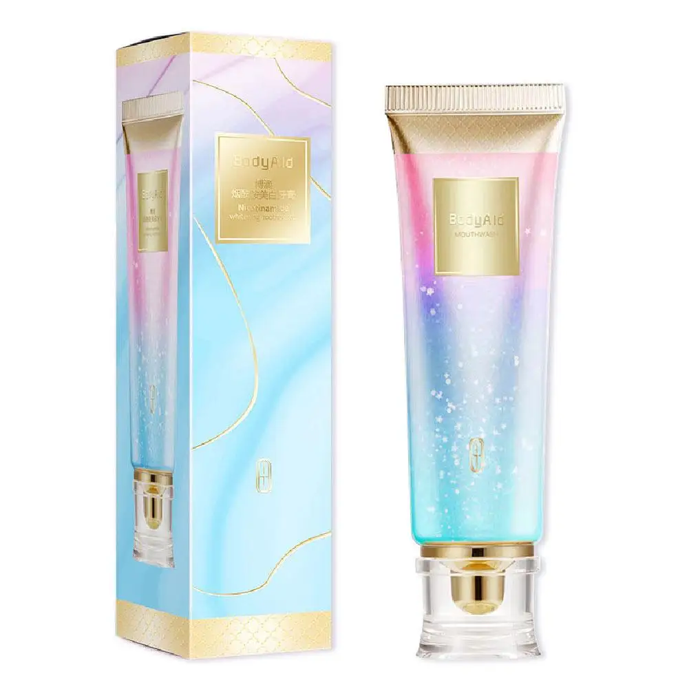 معجون أسنان مبيض النياسيناميد معجون أسنان مكثف للتنفس الطازج يحمي التهاب اللثة المينا وإزالة البقع ومنع الأسنان