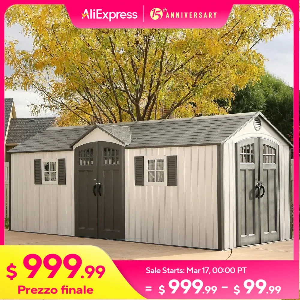 20 X 8 Ft.Outdoor Storage Shed, Desert Sand，Heavy-duty Steel Trusses Provide Additional Roof Strength