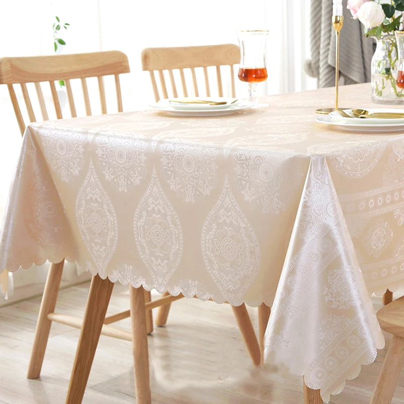 

1PC Simple Style Tablecloth Table Cover PVC Rectangle Dark Flower Room Decoration Exquisite European Room Decoration