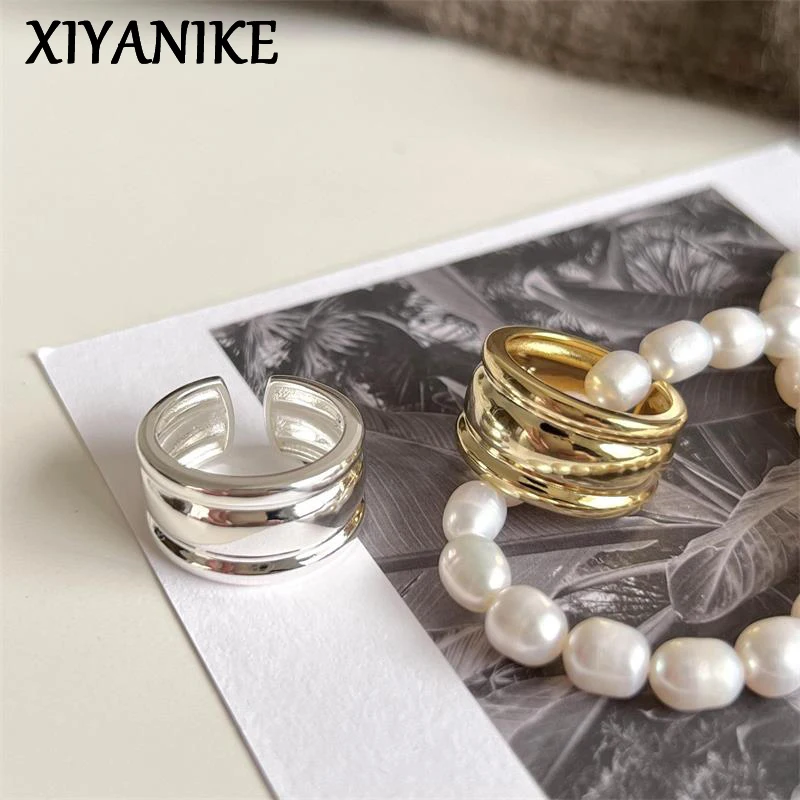 XIYANIKE Hip Hop Irregular Double Wide Rim Cuff Rings For Men Women Punk Fashion New Jewelry Gift Party Rock anillos mujer