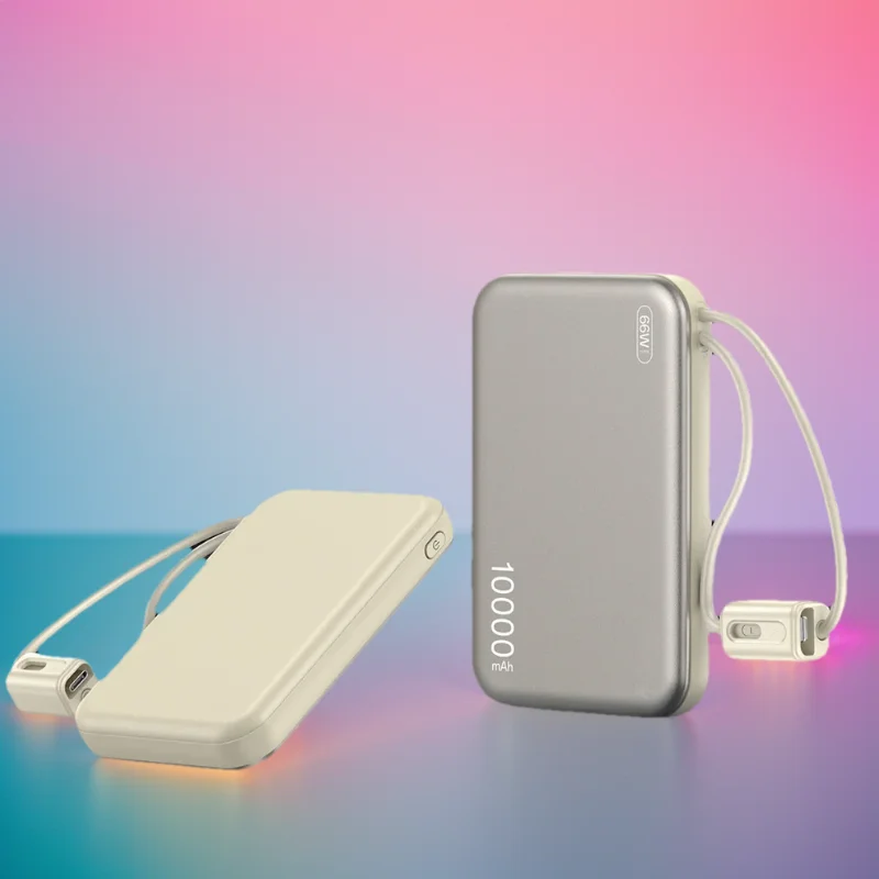 For iPhone Samsung Fast Charging Powerbank Rechargeable Batteries 10000mAh Power Bank Built in Cables Portable Battery Charger