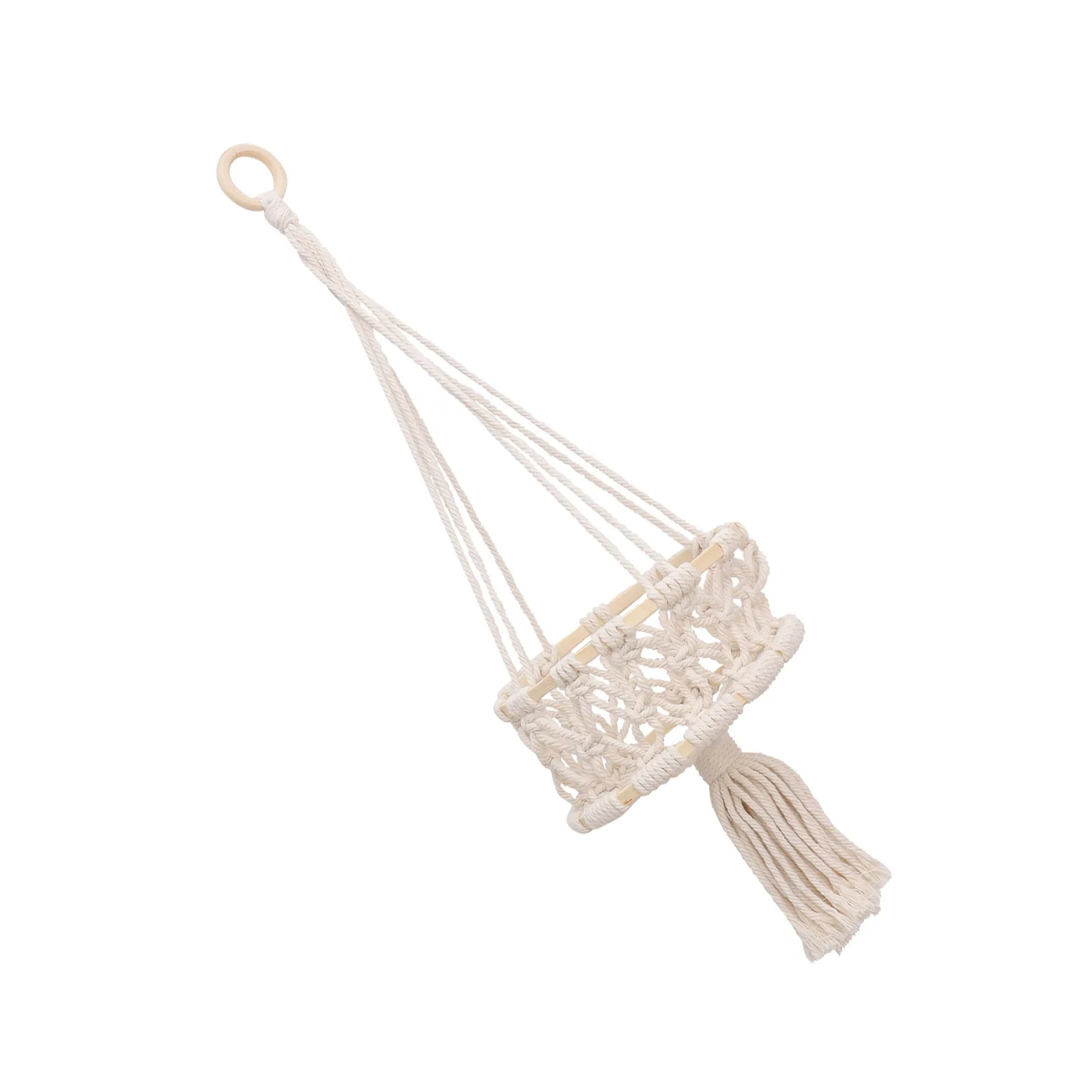 1Pcs Wall Hanging Flower Basket Cotton Rope Weaving Storage Basket Portable Decorative Holder for Fresh Dried Flowers