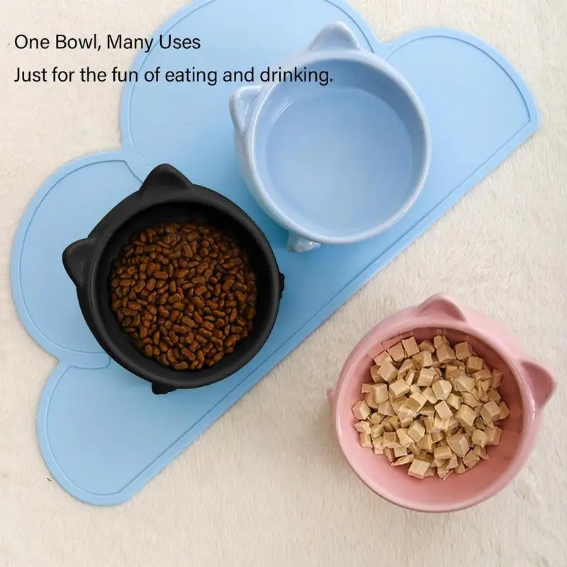 

Elevated Cat Bowls Cute Feeding Raised Pet Food Bowls Cat Food Dish Anti-Vomiting Neck Protection Slanted Cat Dish For Indoor