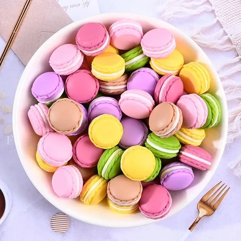 10Pcs Kawaii Resin Macaroon Miniature Flatback Cabochon Art Supply DIY Craft Decoration Homemade Gift Phone Deco
