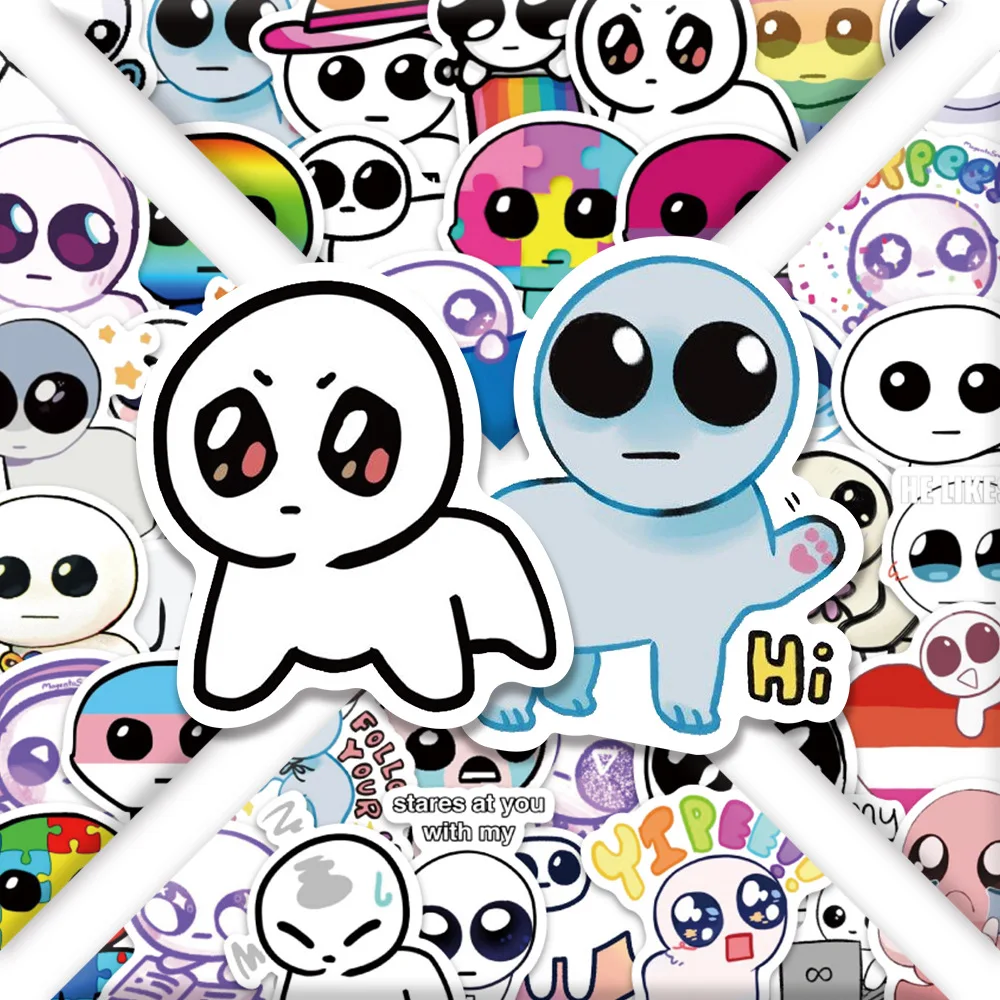 

54PCS TBH Autism Creature Yippies Stickers Cartoon Funny Graffiti Decals Creative Decoration Stationery Box Notebook Luggage