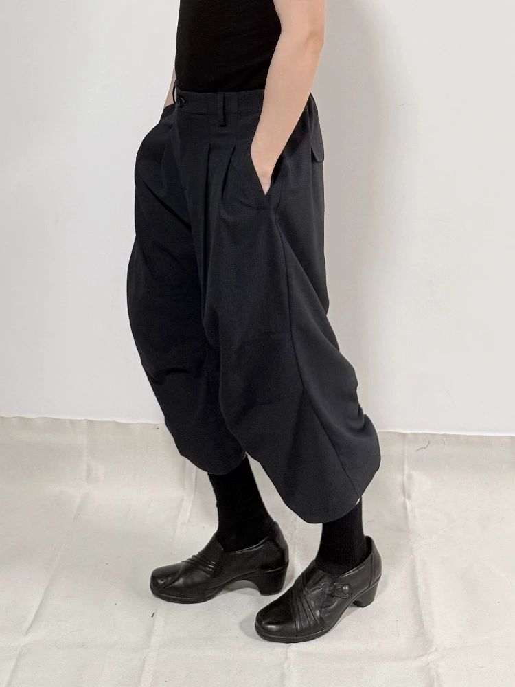 27-46 2026 roupas femininas masculinas tridimensionais faca curvada calças de sete quartos plus size trajes cantor