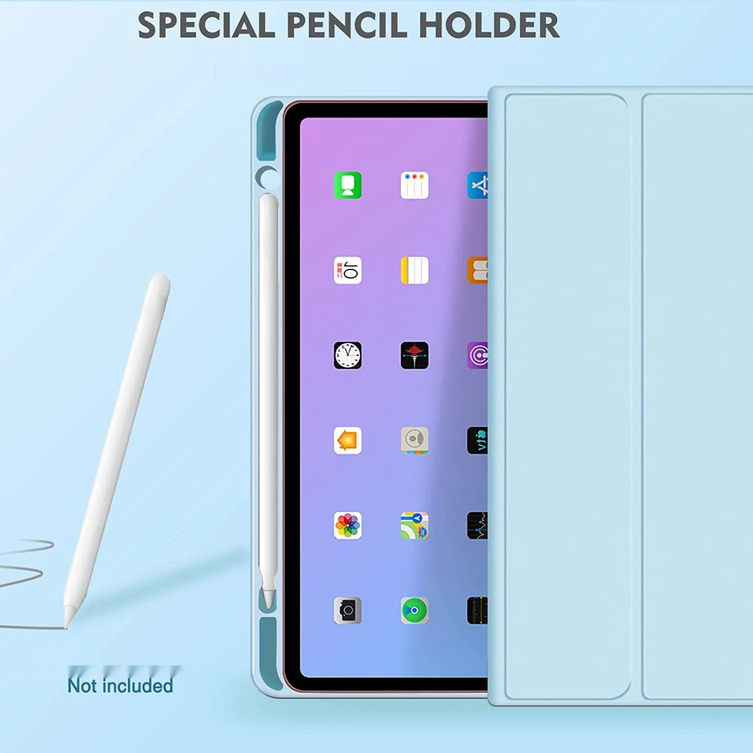 iPad-Lederhülle mit Bluetooth-Tastatur und Maus, Folio-Standfunktion für 10,2, 10,5, 10,9 und 11 Zoll iPads – Detail 1