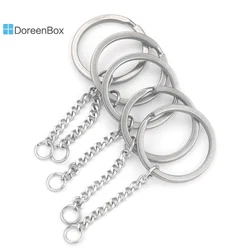 304 Stainless Steel Keychain Silver Color Chains For Jewelry Making Diy Car Keyring Accessories Gifts 30mm Dia. Wholesale,5pcs