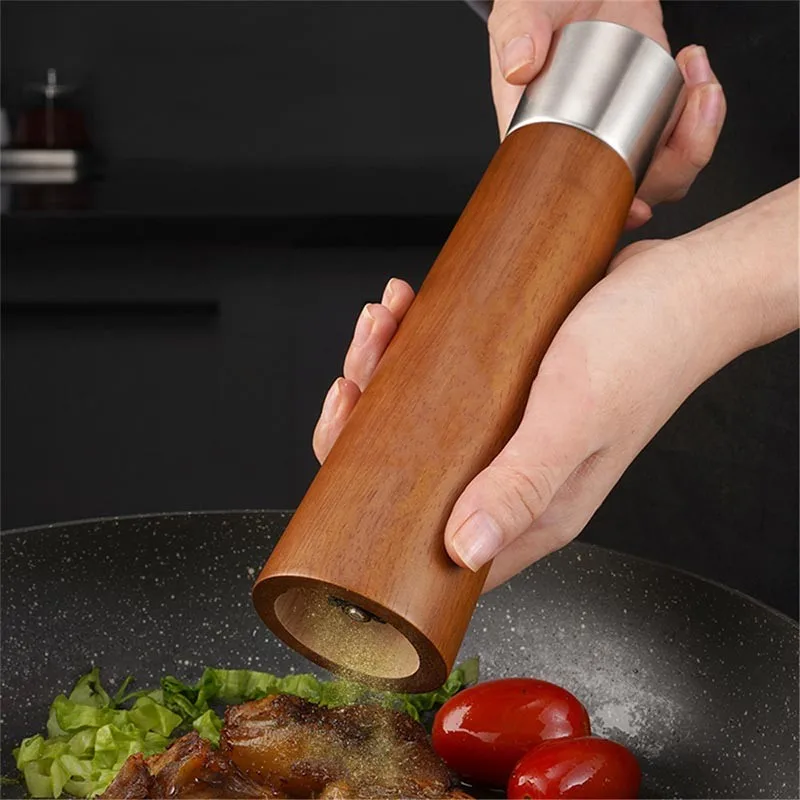 8Inch Manual Salt and Pepper Grinder Sets 304 Stainless Steel Home Cooks Spice Grinder Adjustable Ceramic Shaker Pepper Mill Set