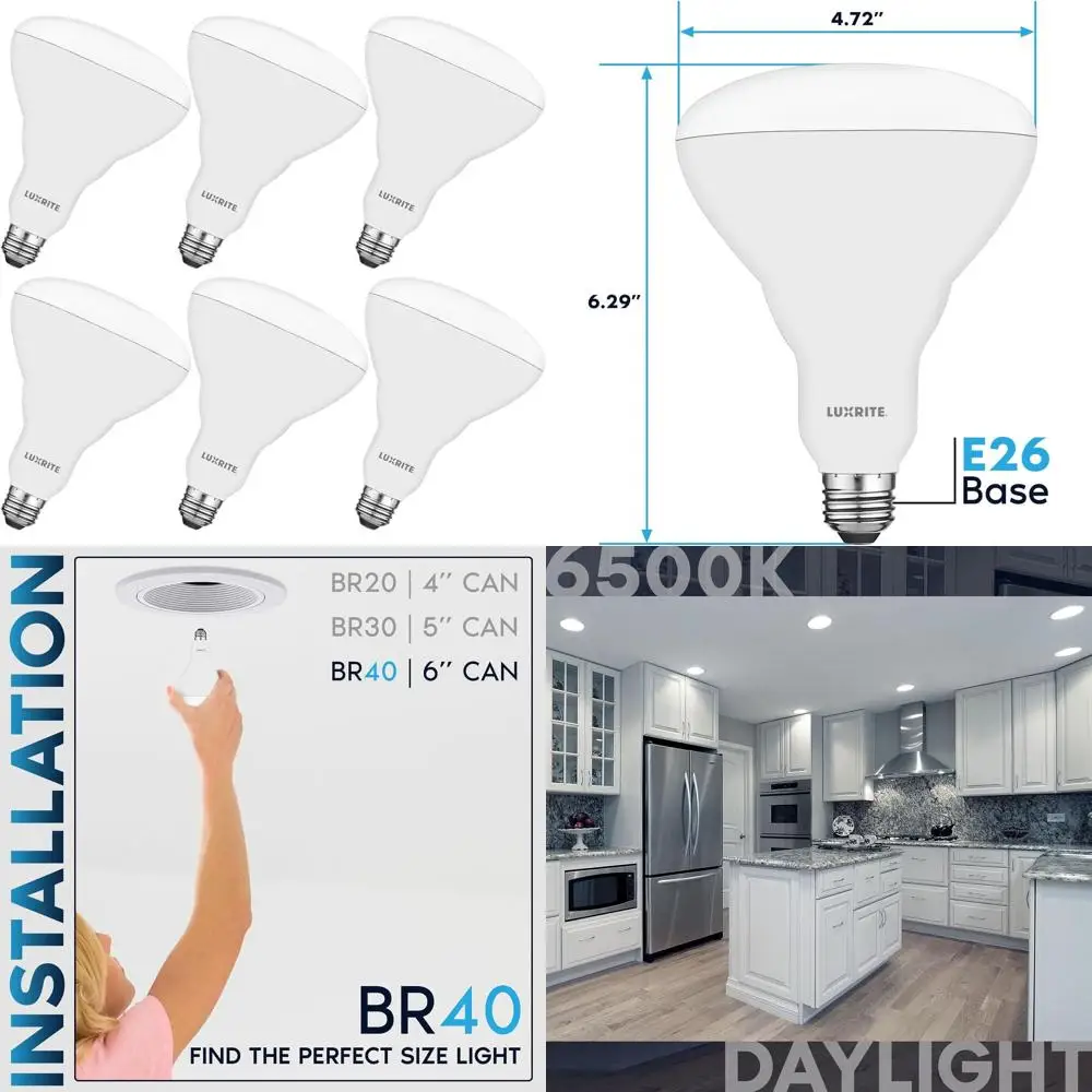 

Диммируемая светодиодная лампа BR40 13 Вт, замена 85 Вт, 6500K дневной свет, 1100 люмен, набор из 6 штук для внутреннего и наружного освещения