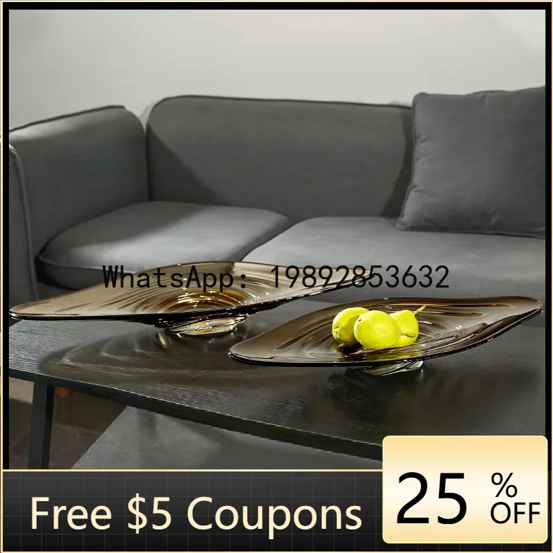 

Z5 Modern Light Luxury Glass Fruit Plate Living Room Home Use Internet Celebrity Personality Creative Coffee Table Snack Plate