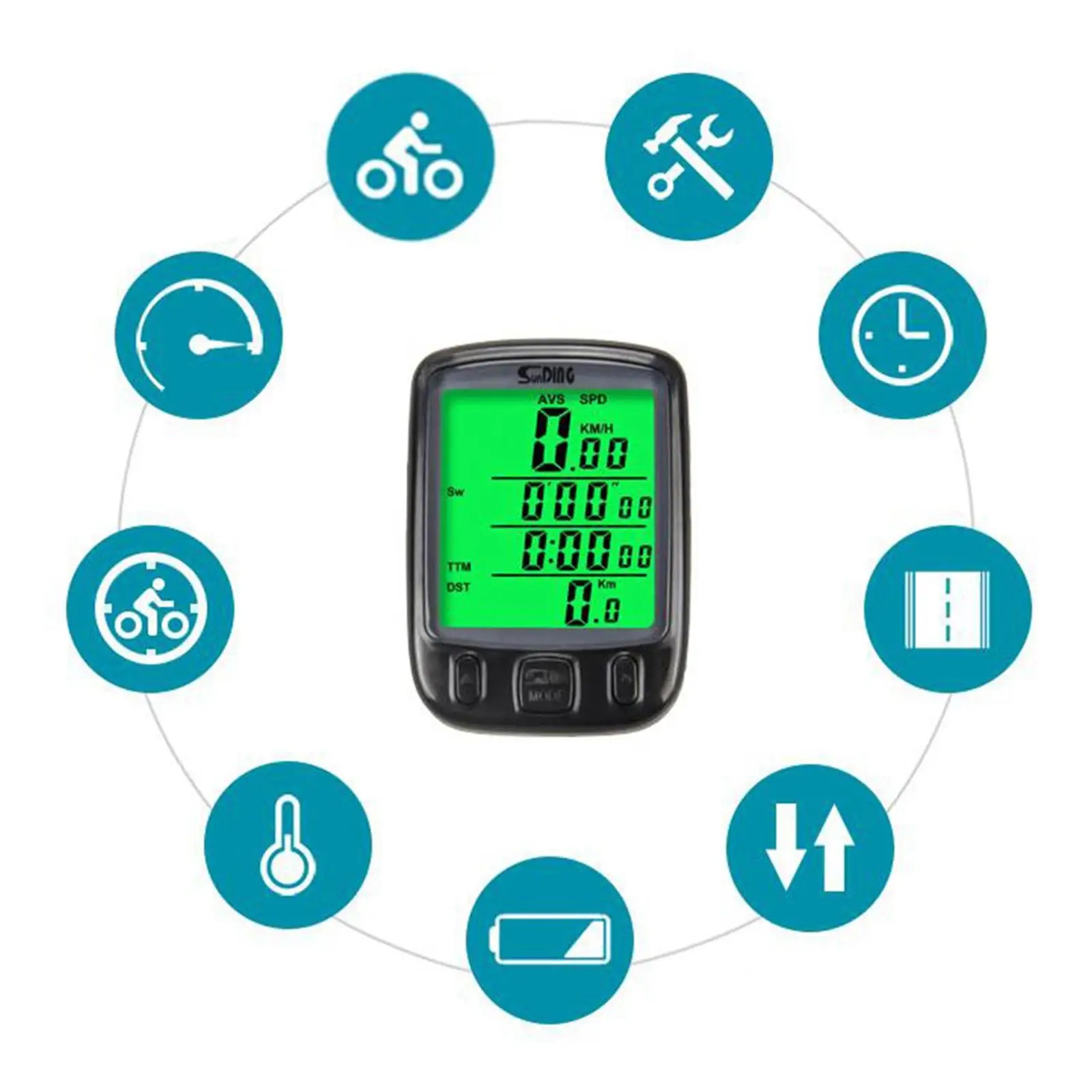 Bike Computer Speedometer Odometer Waterproof Backlight Stopwatch