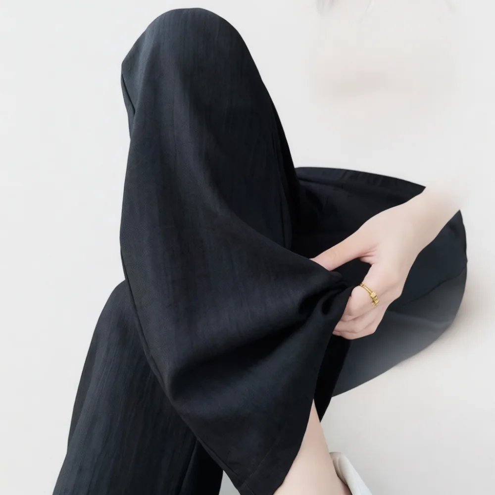 Casual High Waist Wide Leg Pants Women Summer Thin Straight Trousers Loose Breathable Elegant Fashion Trendy Bottoms