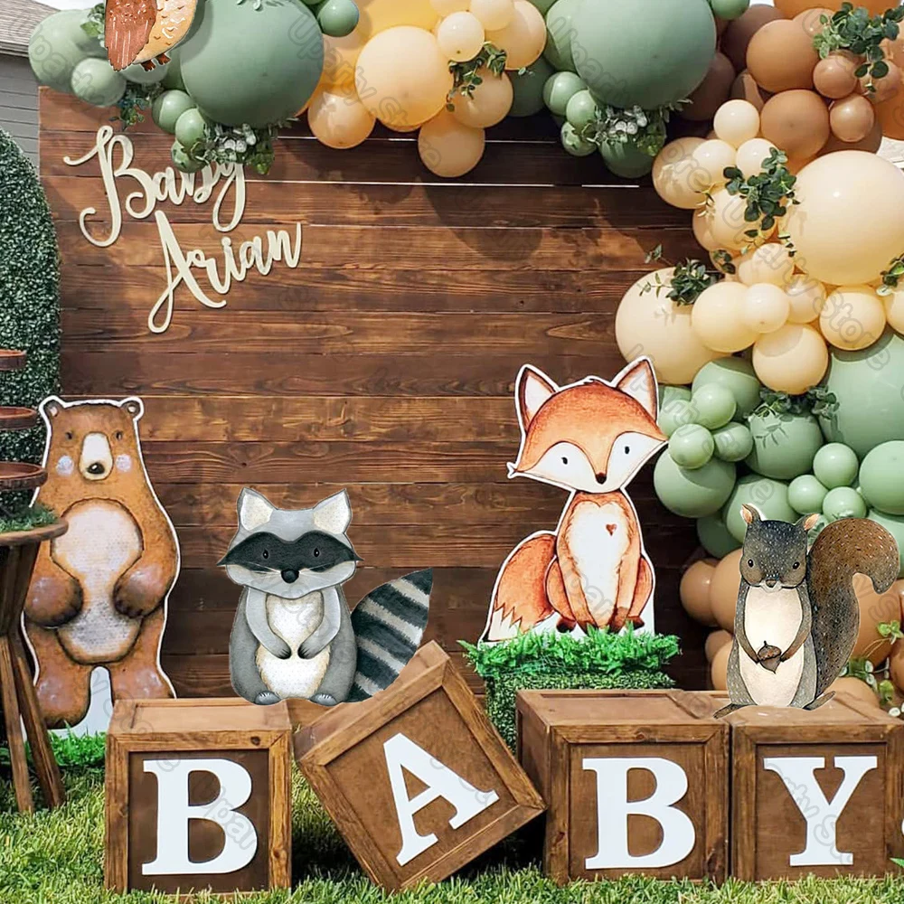 12/18/24/36inch Jungle Animal Cardboard Cutout Brown Bear Fox Party Mosaic Board for Baby Shower Birthday Party Backdrop Decor