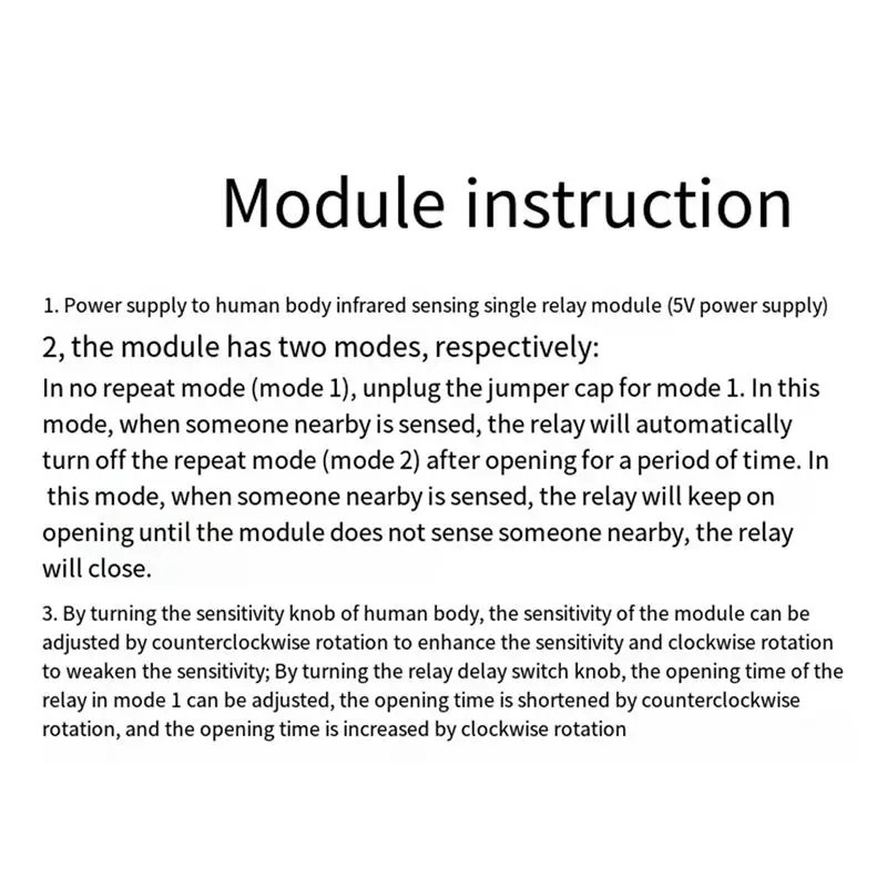 NDIN-Relay Module Human Body Infrared Sensing Single Module Delay Time Adjustable Dual Mode Multifunction Module
