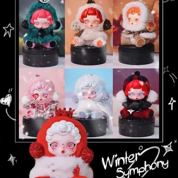 Skullpanda boîte aveugle hiver symphonie série figurines d'action poupée en vinyle mignon chanson de neige figurines pendentif porte-clés cadeau de noël