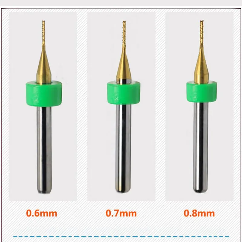 HUHAO 10pcs PCB Milling Cutter Set 0.6-3.175mm Carbide End Mill CNC Router Bit 3.175mm Shank Cutter Kit PCB Machine Milling Tool