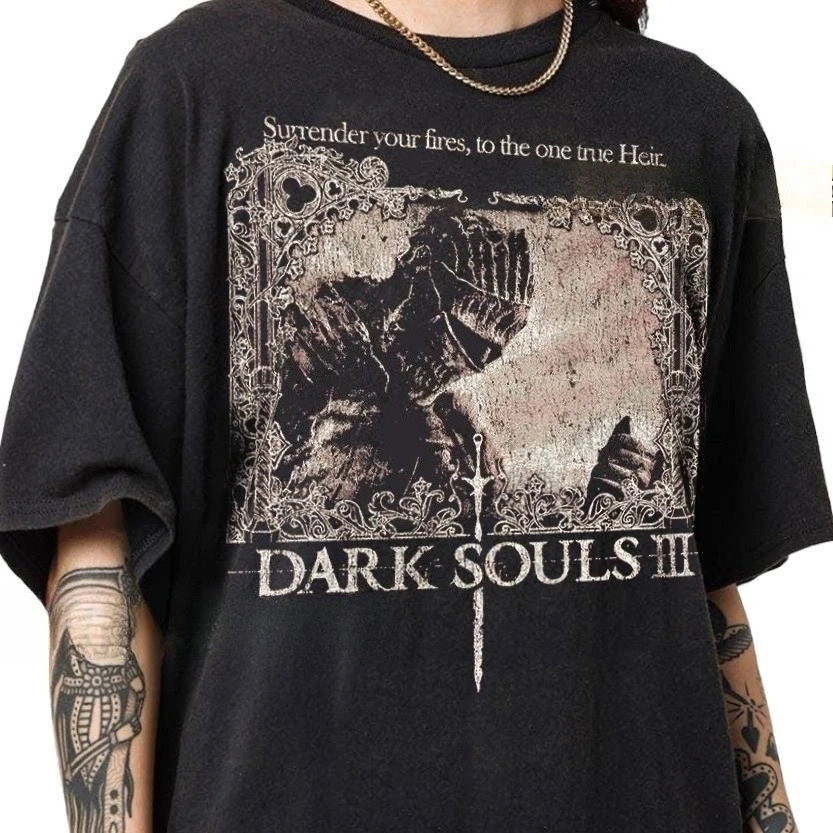 Dark Souls 3 Soul of Cinder Graphic T-Shirt Cotton Men Women Streetwear Tee