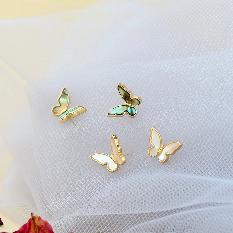 Elegance Fashion 925 Sterling Silver Earrings Inlaid With Natural Shell Miniature Delicate Butterfly 18K Gold Plated Earrings