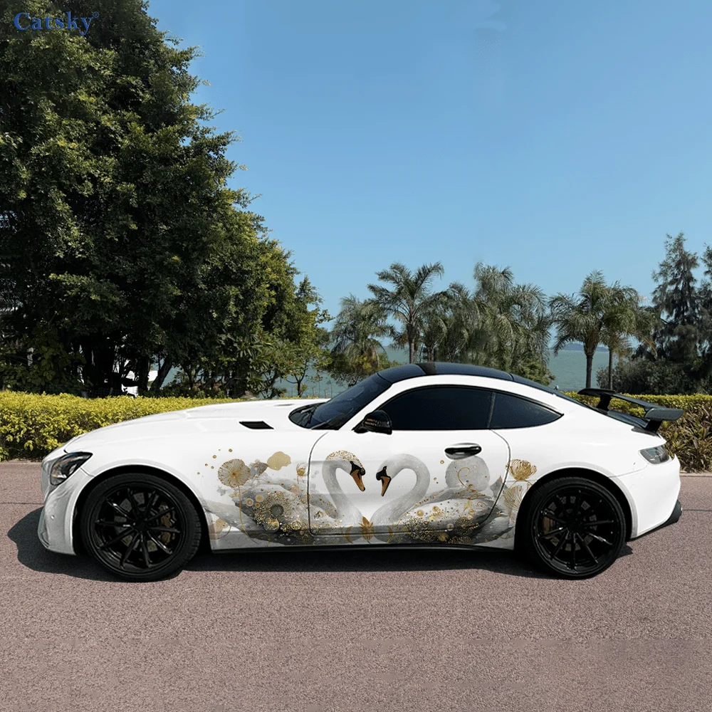 

Белый лебедь, великолепная автомобильная виниловая наклейка, самоклеящаяся наклейка из ПВХ, подходит для грузовиков, внедорожников, декор, автоаксессуары, подарок