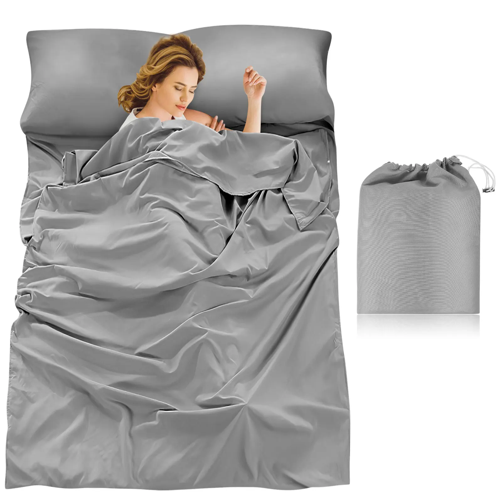 

Travel Hotel 1Pc Silver Grey Travel Sleeping Bag For Hotels 120x210cm Polyester Liner Portable Cleanliness Bedding