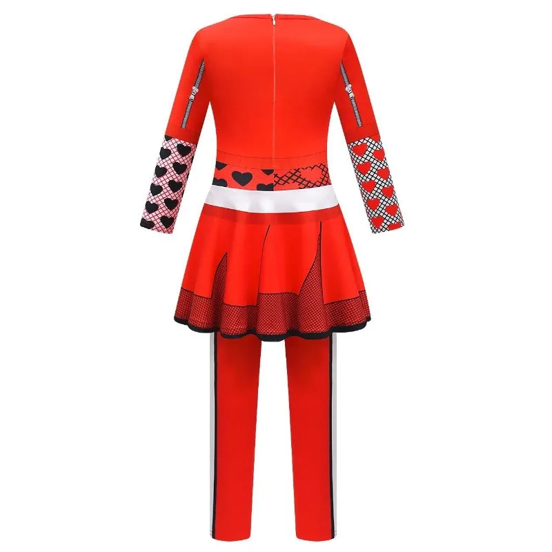 D-Descendants 4 Red Cosplay Costumes D-Descendants Rise of Red Accion Jumpsuit Halloween Carnival Party Dress Up Suit for Kids